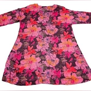 Bohemian Floral Long Sleeve Tunic Top Women's